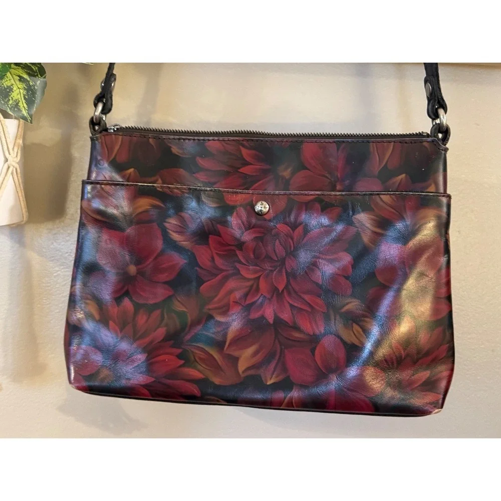 Patricia Nash Kirby East West leather crossbody bag "Rustic Mums" - Picture 3 of 9